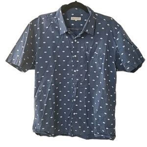Far Afield Blue With White Oval Print Mens Button Up Size‎ 4 XL Shirt